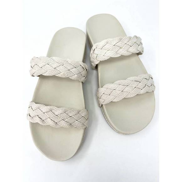 NEW KAANAS women montezuma braided slide in ivory white - Picture 1 of 4